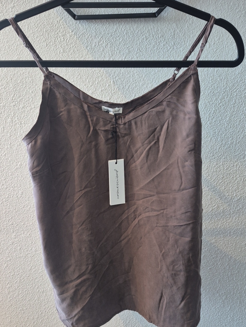 Chocolate Brown Satin Cami Tank Top | Adjustable Straps | NWT